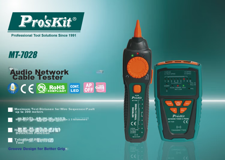 Pro'sKit MT-7028-C Audio Network Cable Tester Telephone Network Line Tracker Tester 1