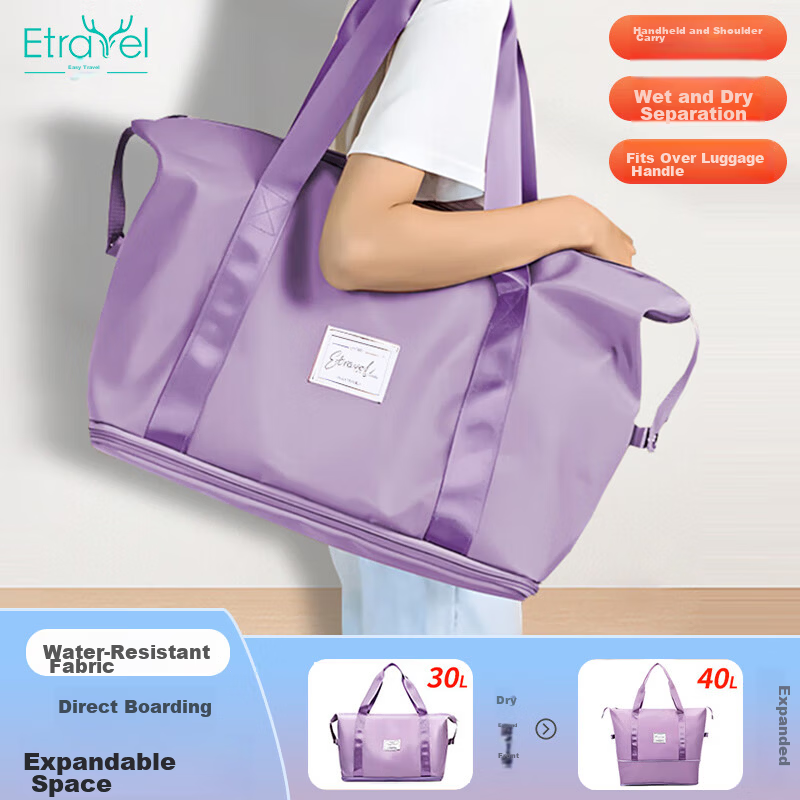 EasyTravel Large Capacity Foldable Travel Bag with Trolley Sleeve, Crossbody and Handheld Luggage Bag for Men and Women, Short Trip Business Travel
