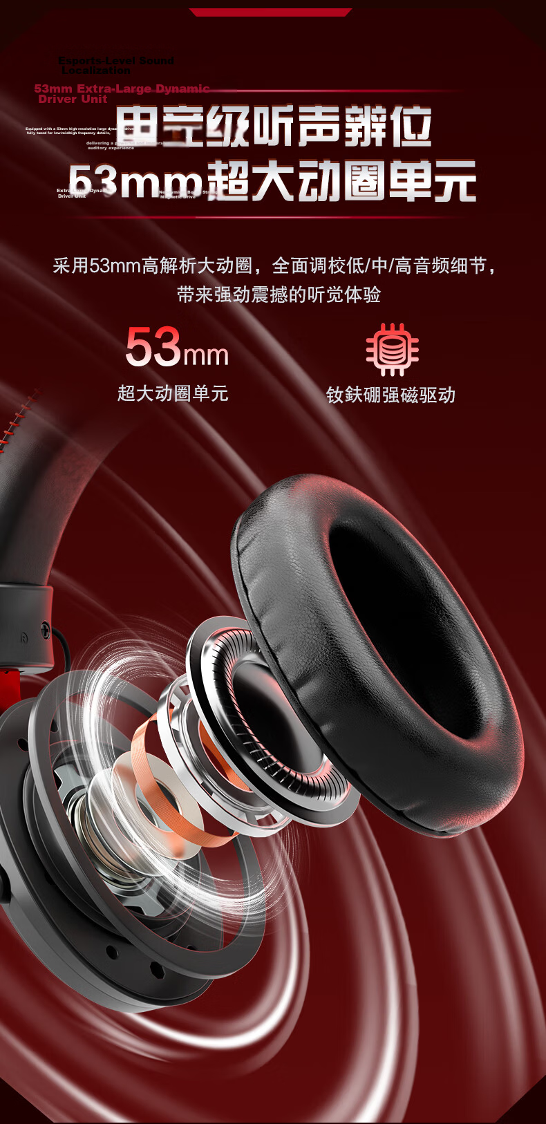 HP GH20 Wired Gaming Headset Over-Ear Earphones for Esports Internet Cafe PUBG Delta FPS Sound Positioning Compatible with Shadow Elf Wired Black and Red Edition 5