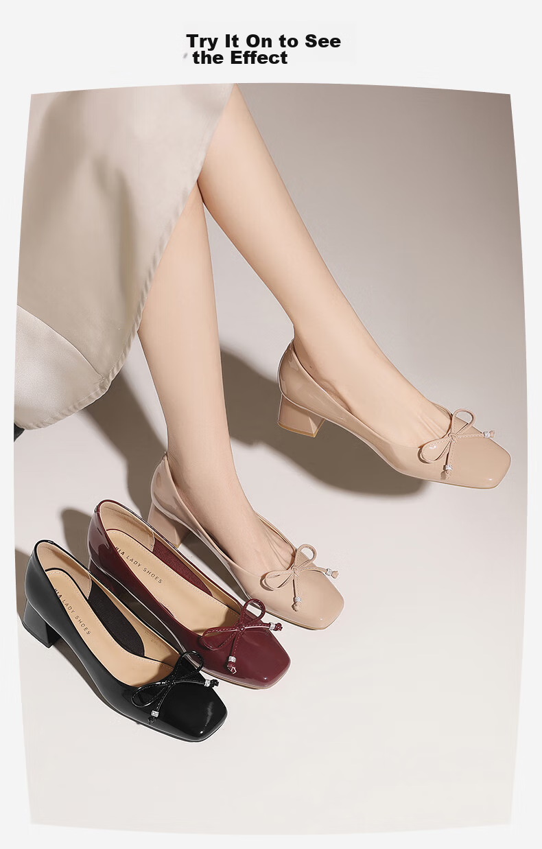 HLA Elegant Workwear Women's Low-Cut Square Toe Chunky Heel Commuter Shoes HDADXW1CEC056 Apricot 35 8