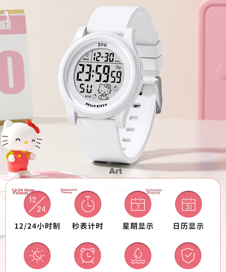 Hello Kitty Electronic Watch for Girls Student Luminous Waterproof Sanrio Sports Digital Watch for Middle and High School Students 5