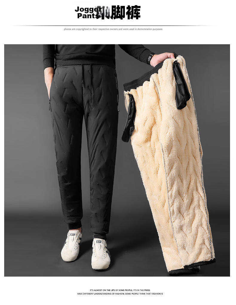 MiiOW Cotton Pants for Men, Winter Casual Plus Size, Fleece-Lined Thick Lambswool, Outdoor Workwear Sports Warm Trousers, Men's Pants 20