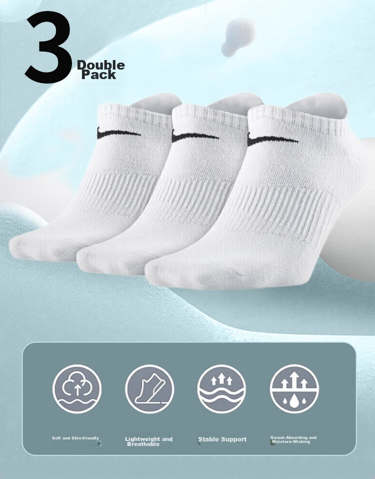 NIKE Men's Socks, Three-Pack, Boat Socks, Casual Socks, Athletic Socks, Basketball Socks, White Socks, SX7678-100, Size M 2