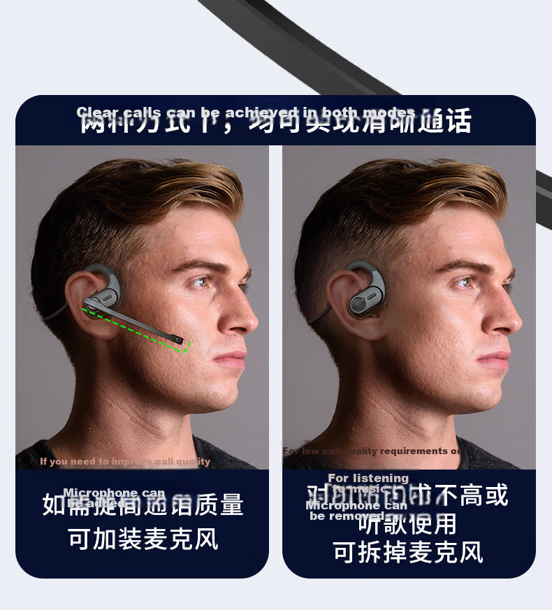 Masentek G9 Wireless Bluetooth Earphones Open-Ear Hook Style Dual Microphone Bone Conduction Concept Neckband Noise-Cancelling Sports Running Music Gaming 12