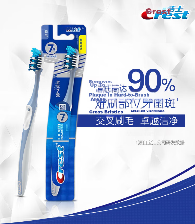 CREST All-In 7 Benefits Toothbrush Tongue Brush with Small Wide Head Soft Bristles for Adults Gum Massage Handle 4 Pieces New And Old Packaging Shipped Randomly 2