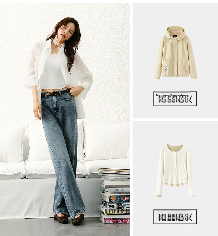 Semir Senrou | Women's Jeans, Spring Season, Contains Lyocell, Distressed Long Pants, Comfortable Basic Wide-Leg Pants, 103125124001A 12