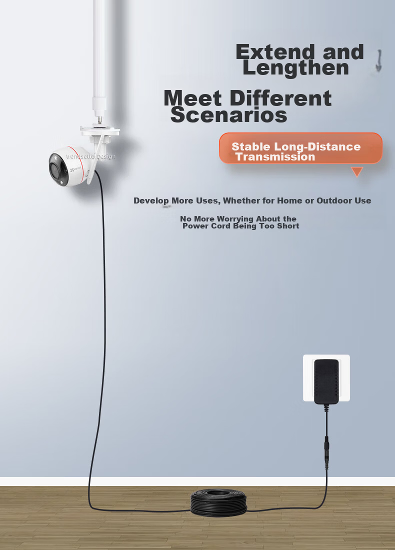 Trendsetter Power Extension Cable for Xiaomi Outdoor Camera 15m Compatible with CW500/300/400/700S and Ezviz H9c/C8C/C3W/C8W 3