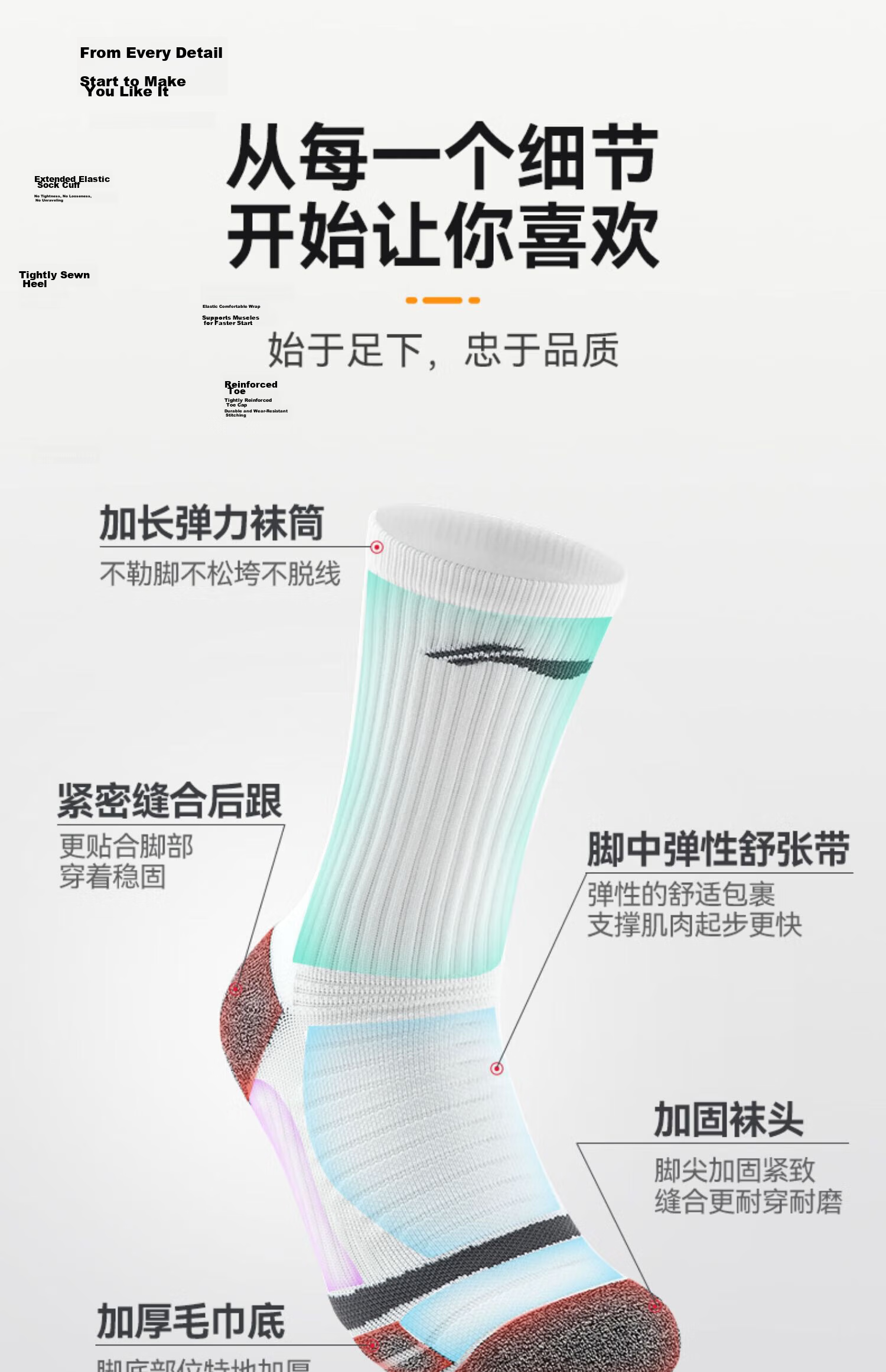 LI-NING Basketball Socks Professional Sports Anti-Slip Towel Bottom Running Long Socks Thickened Durable Breathable Youth 6