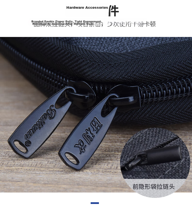 Bailiwen BK8635 Black Thickened 3D Briefcase/Handbag/Business Bag/Document Bag/Zipper Bag/Commuter Handbag/Meeting Bag 8