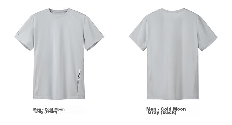CAMEL Quick-Dry Sports T-Shirt Men Cooling Sun Protection Running Short Sleeve Top C16BAVL6021 Cold Moon Gray L 36