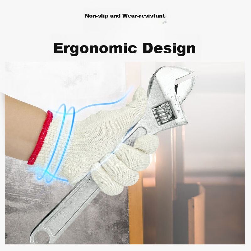 Huixiang Cotton Thread Work Gloves 600g/Pack 600 Pairs Durable Anti-Slip Construction Work Gloves Warm Reinforced Edges 1
