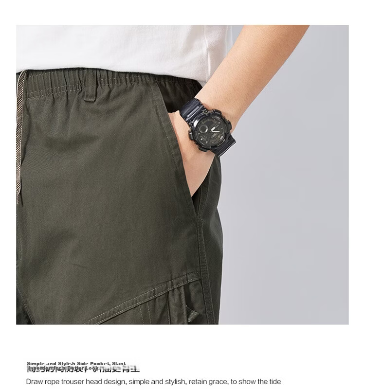 RED DRAGONFLY Men's Summer Thin Cotton Casual Fashion Cool Comfortable Breathable Versatile Army Green Capri Shorts XL 37