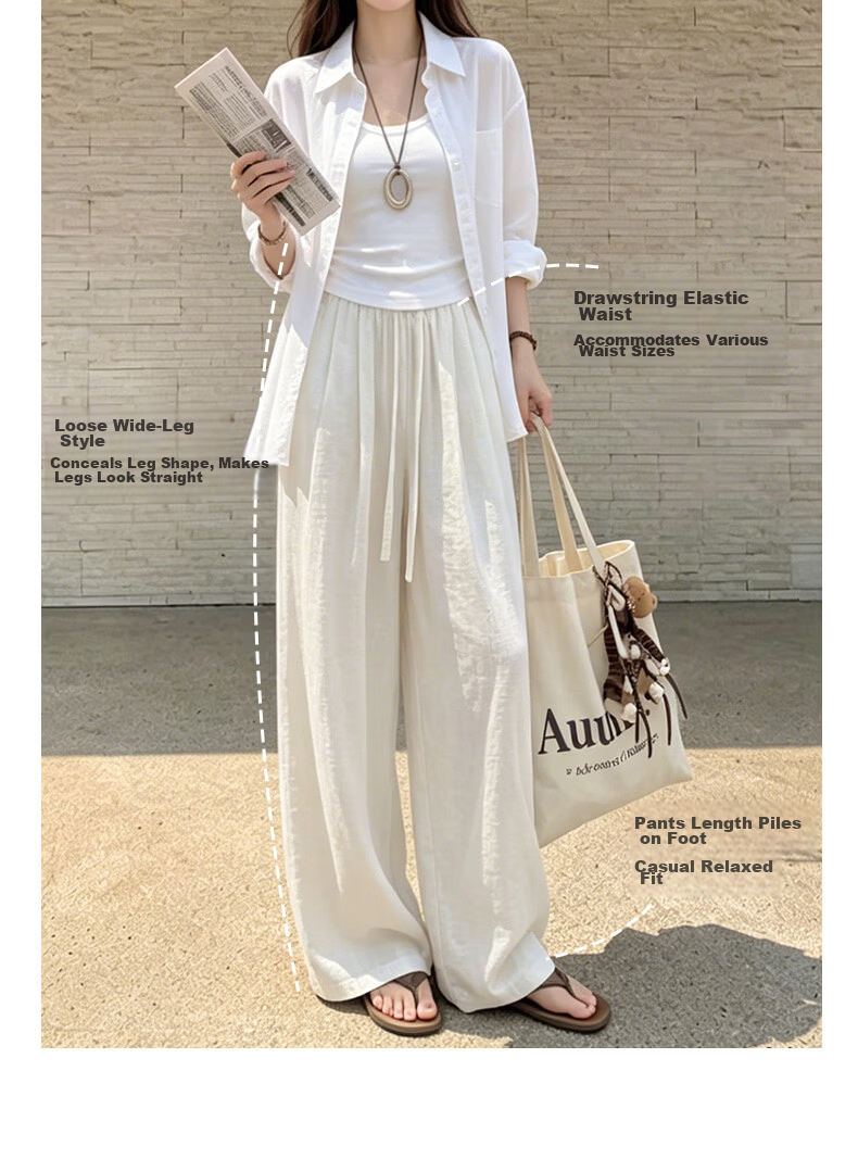 Langsha Linen Wide-Leg Pants for Women 2026 New Summer Thin High-Waist Breathable Relaxed Casual Curved Leg Pants 10