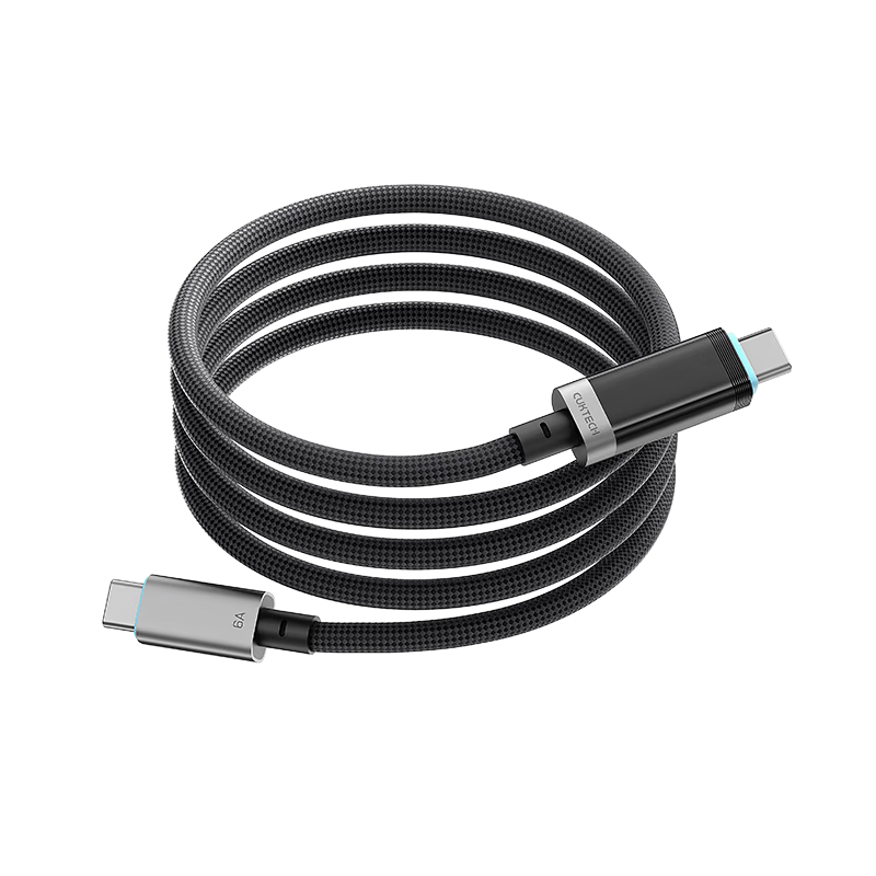 CUKTECH CoolTech No.6 Braided Digital Display Power Cable 240W Type-C Charging Cable 6A Fast Charge Compatible with Apple 17/Xiaomi/Huawei Phones Tablets Laptops 1.5m