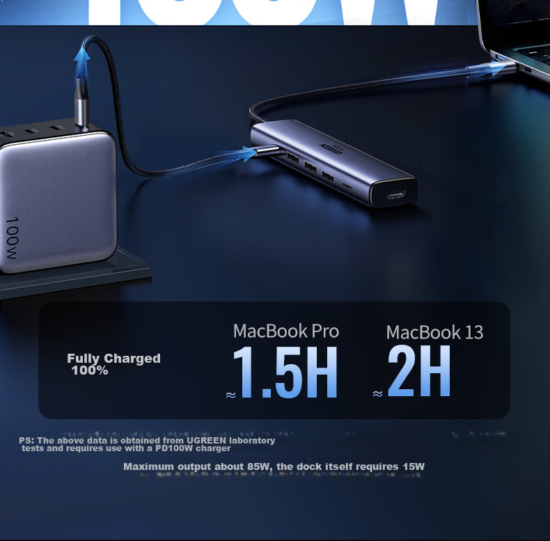 UGREEN Type-C to DP Interface Expansion Dock, 4K60Hz Gigabit Ethernet Port Expansion Dock, USB3.2 High-Speed Transmission, 10G Adapter, Suitable for Macbook, Huawei, Lenovo Laptops 17