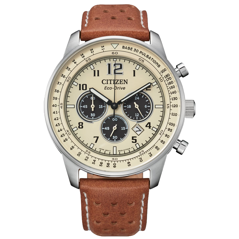 CITIZEN Eco-Drive Men's Watch Leather Strap Blue Hands Fashion Trendy Wristwatch CA7069-16A Valentine's Day Gift