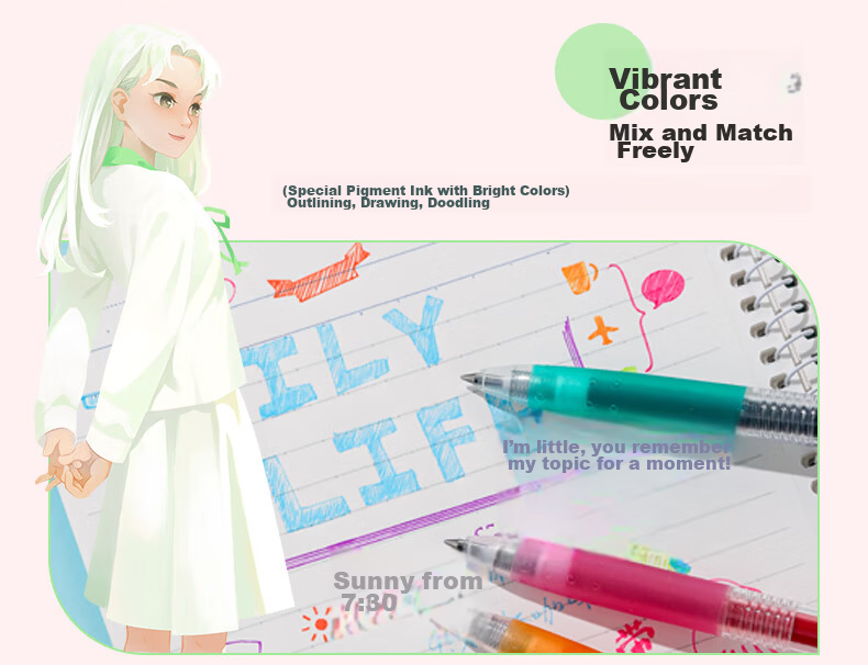 PILOT JUICE Gel Pen, Colorful Neutral Pen, 0.5mm, Retractable Pen, Stationery, Student Planner Pen, High Aesthetic Value, Pink Blue LJU-10EF 13