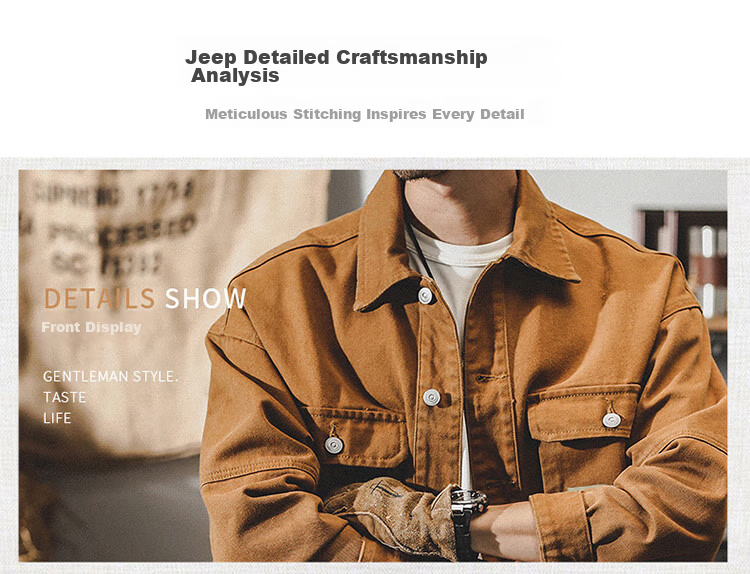 JEEP Men's Jacket Spring Autumn Casual Workwear Loose Fit Cotton Shirt Black 4XL 8