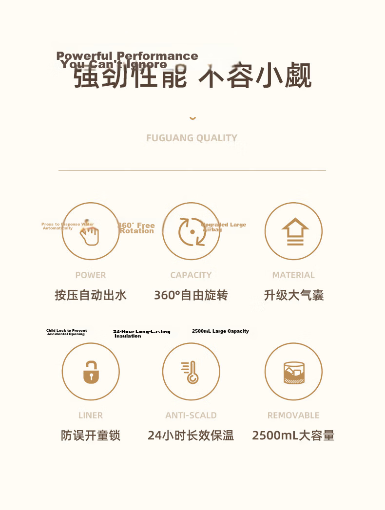 Fuguang Pressure Cooker Thermos, 2.2L Large Capacity Insulated Bottle, Pressure Pot for Home Use, Hot Water Bottle with Glass Inner Liner 2
