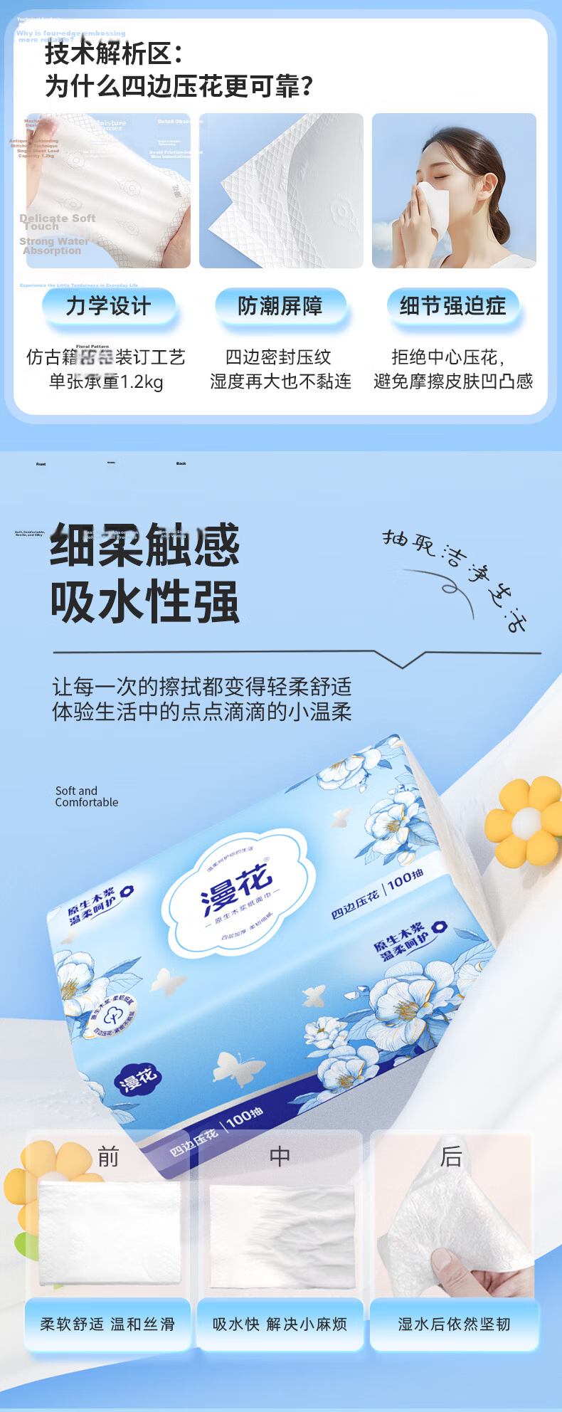 Manhua Blue Camellia Tissue Extra Large 4-Ply 420 Sheets * 20 Packs Bulk Wholesale Toilet Paper Hand Towels Napkins 7