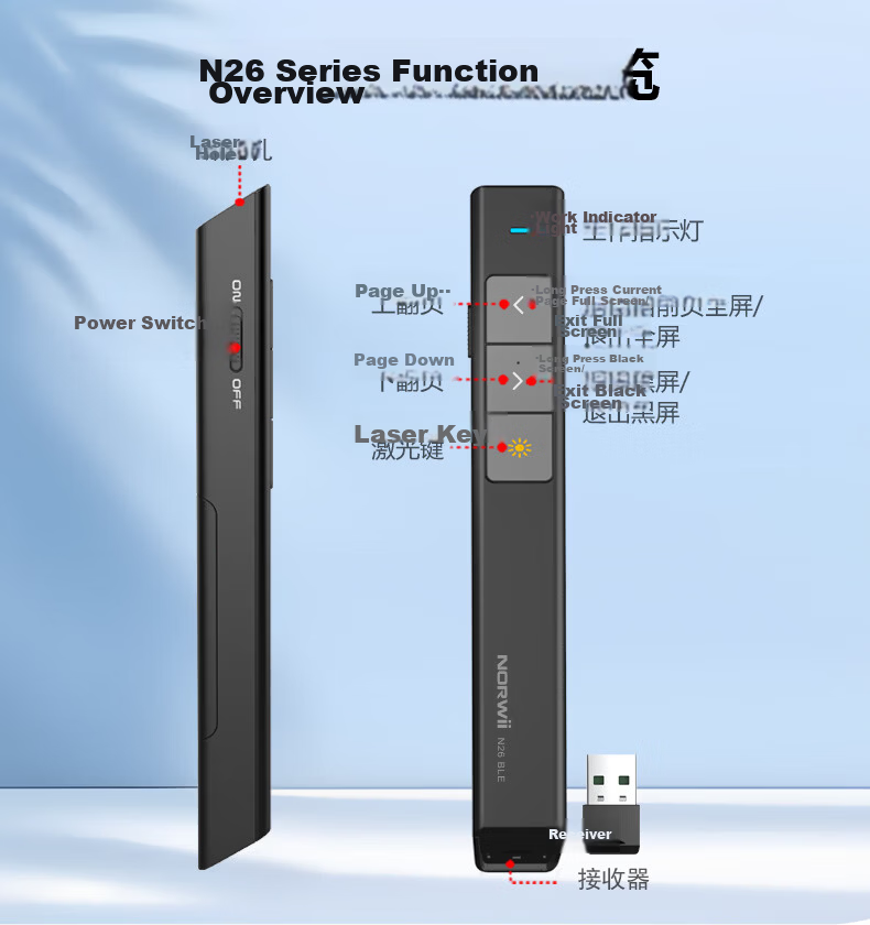 Nuowei N21 BLE Laser Presentation Pointer Teacher Telescopic Teaching Rod Seewo Whiteboard PPT Touch Pen Wireless Remote Presenter Green Light Cherry Blossom Pink 13