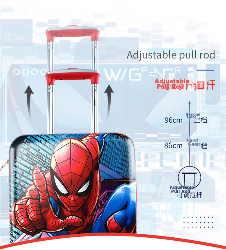 Mesuca Disney Collaboration Luggage, Children's Leather Suitcase, Student Travel Case, Carry-On Spider-Man Suitcase, 20 Inches 6
