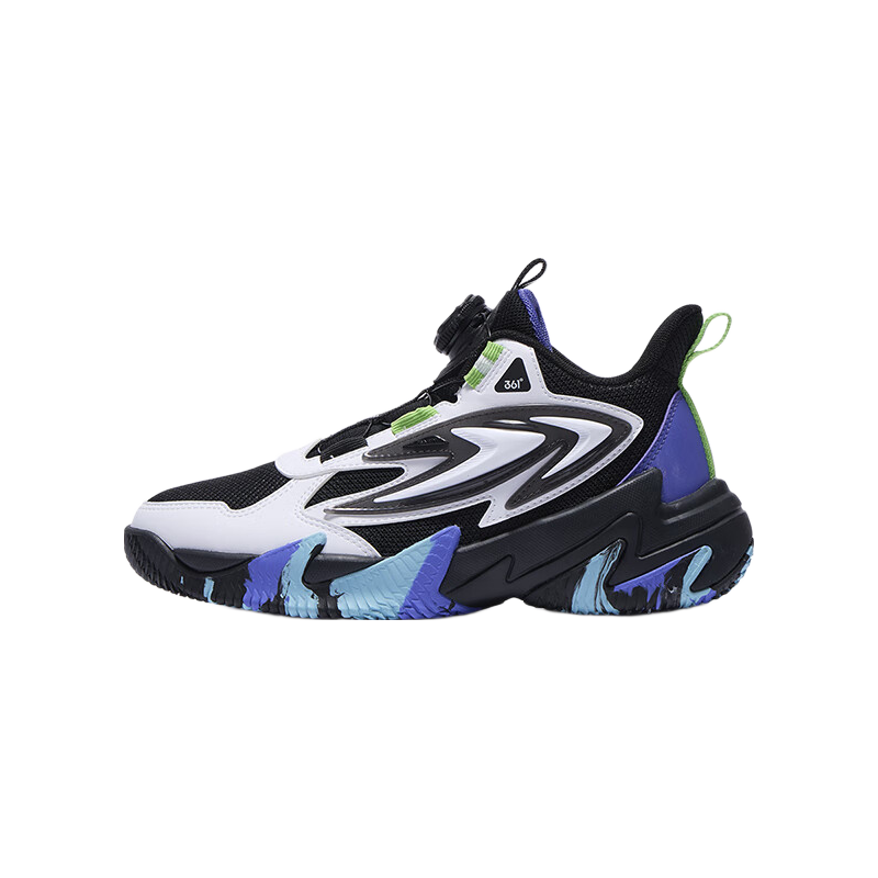 361° Kids Children's Basketball Shoes 25 Autumn Youth Training Hard Court Durable Knob Sports Shoes Black Size 37