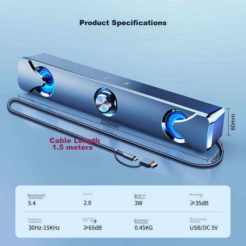 Saida SADA Computer Speakers Multimedia [PS5 Gaming Speaker], Desktop Wired with Microphone Headphones, Home Long Bass Subwoofer, Laptop One-Wire Speaker V-110 10