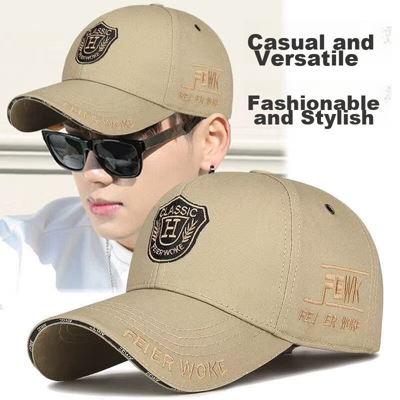 Jian Cai Large Head Baseball Cap Men Trendy Embroidered Couple Korean Curved Brim Slim Face Duckbill Hat Unisex