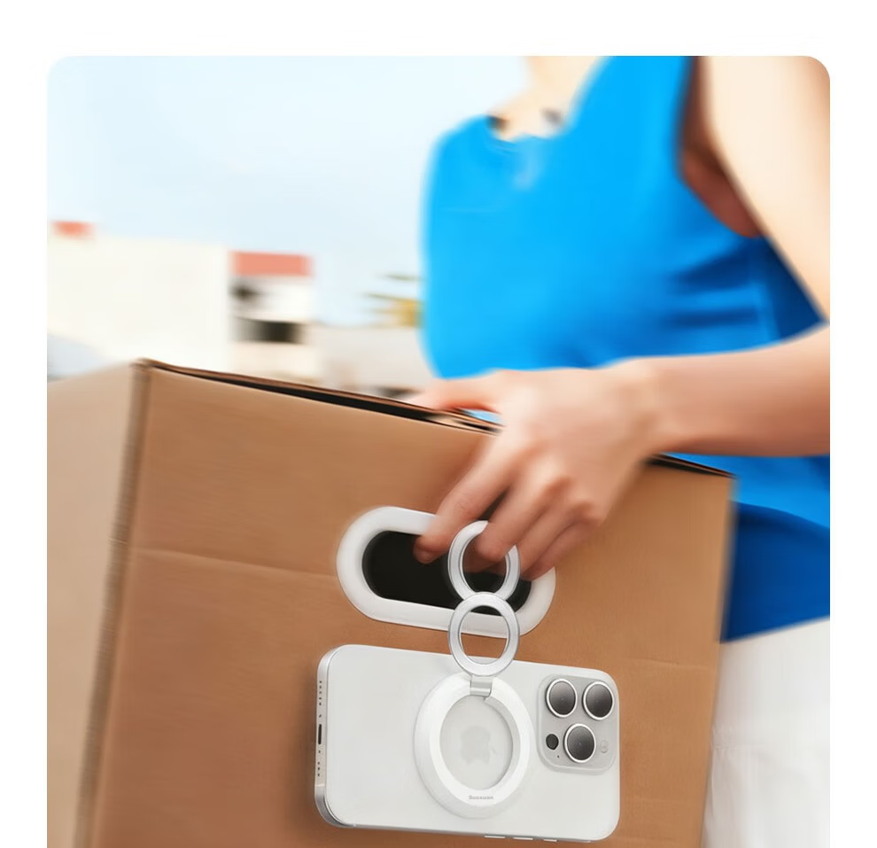 Jingxuan JD Self-Owned Brand Double Ring Magnetic Phone Holder White Double-Sided Ring Buckle MagSafe Back Sticker New Apple 16/17 Tablet Car Desktop Portable Shooting 8
