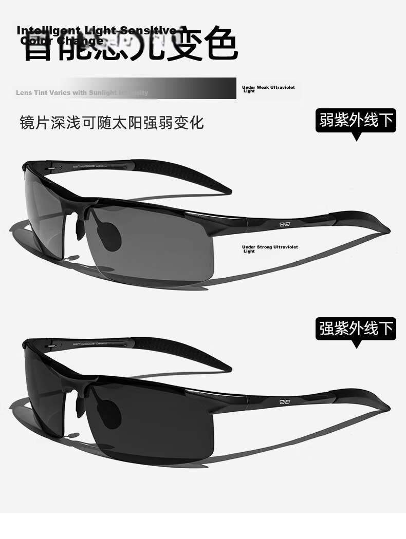 CAPONI Photochromic Polarized Fishing Sunglasses for Men, Day and Night Use, Anti-Glare Driving Sunglasses 5