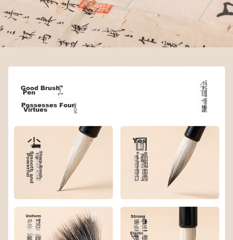 Deli Baiyun Mixed Hair Large Baiyun Medium Kai Small Kai Student Calligraphy Chinese Painting Beginner Entry-Level Brush Xingkai Small Size Baiyun Brush School Supplies 9