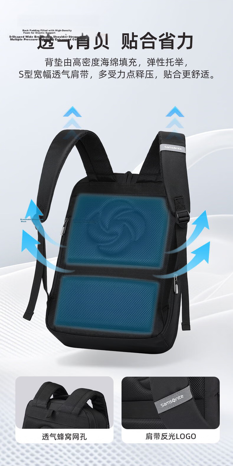 Samsonite Men's Backpack Travel Bag Business Commuter Laptop Bag Large Capacity Lightweight Stylish School Bag Gift 9