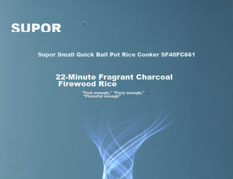 SUPOR Rice Cooker 3-4 People 4L Blue Diamond Quick Ball Pot Firewood Rice Non-stick Steamer Porridge Multi-function Micro-pressure Smart Rice Cooker 40FC661 6