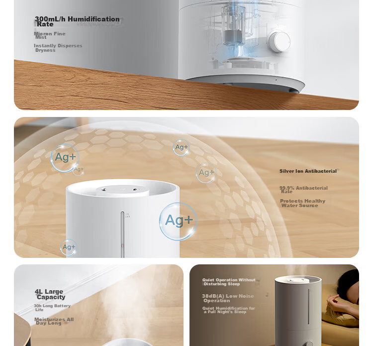 Mijia Xiaomi Humidifier 2 Bedroom Quiet Home Office Desktop Mini Air Humidifier Large Capacity Top-Fill MJJSQ06DY Gift Moisturizer for Women 5