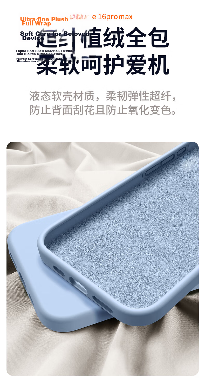 Nai Xiaoya Apple iPhone 16 Pro Max Case, Full-Coverage Lens Protection, Liquid Silicone Ultra-Thin Shockproof Soft Cover, Simple Style for Men and Women, Graphite Gray 7
