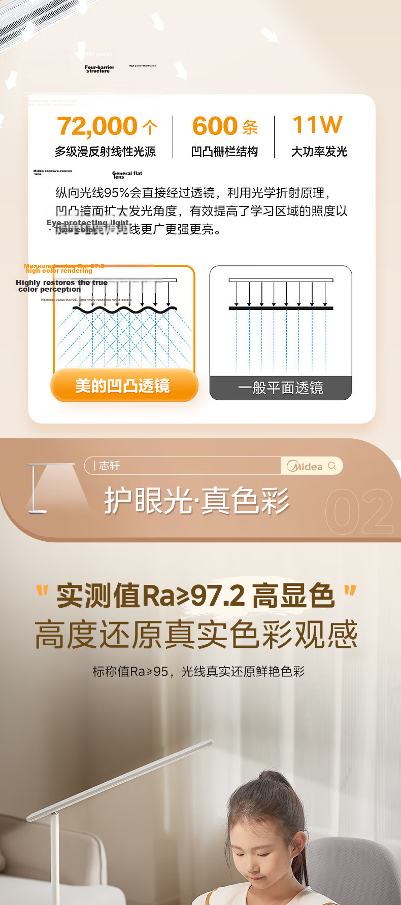 Midea Zhixuan AAA Grade Reading and Study Desk Lamp【Renewal Subsidy】Home Bedside Lamp 7