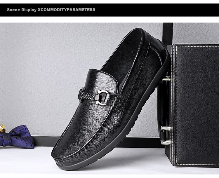 CARTELO Business Classic Loafers Leather Shoes Slip-On Casual Men's Shoes 9061 Black 39 10