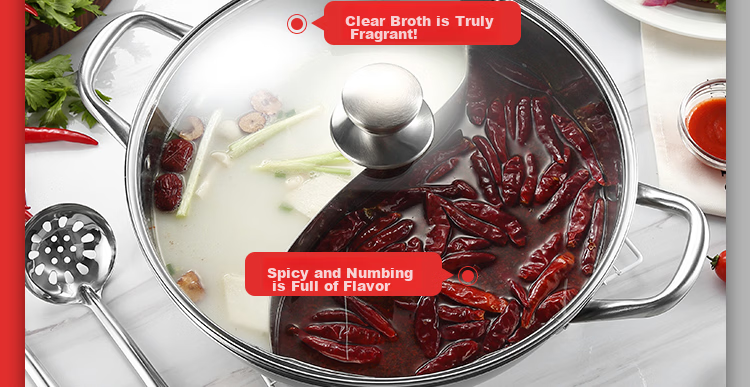 Maxcook Double-Sided Hot Pot, 32cm Thickened 304 Stainless Steel with Lid And Hot Pot Spoon, Compatible with Gas And Induction Cooktops, MCT963 5