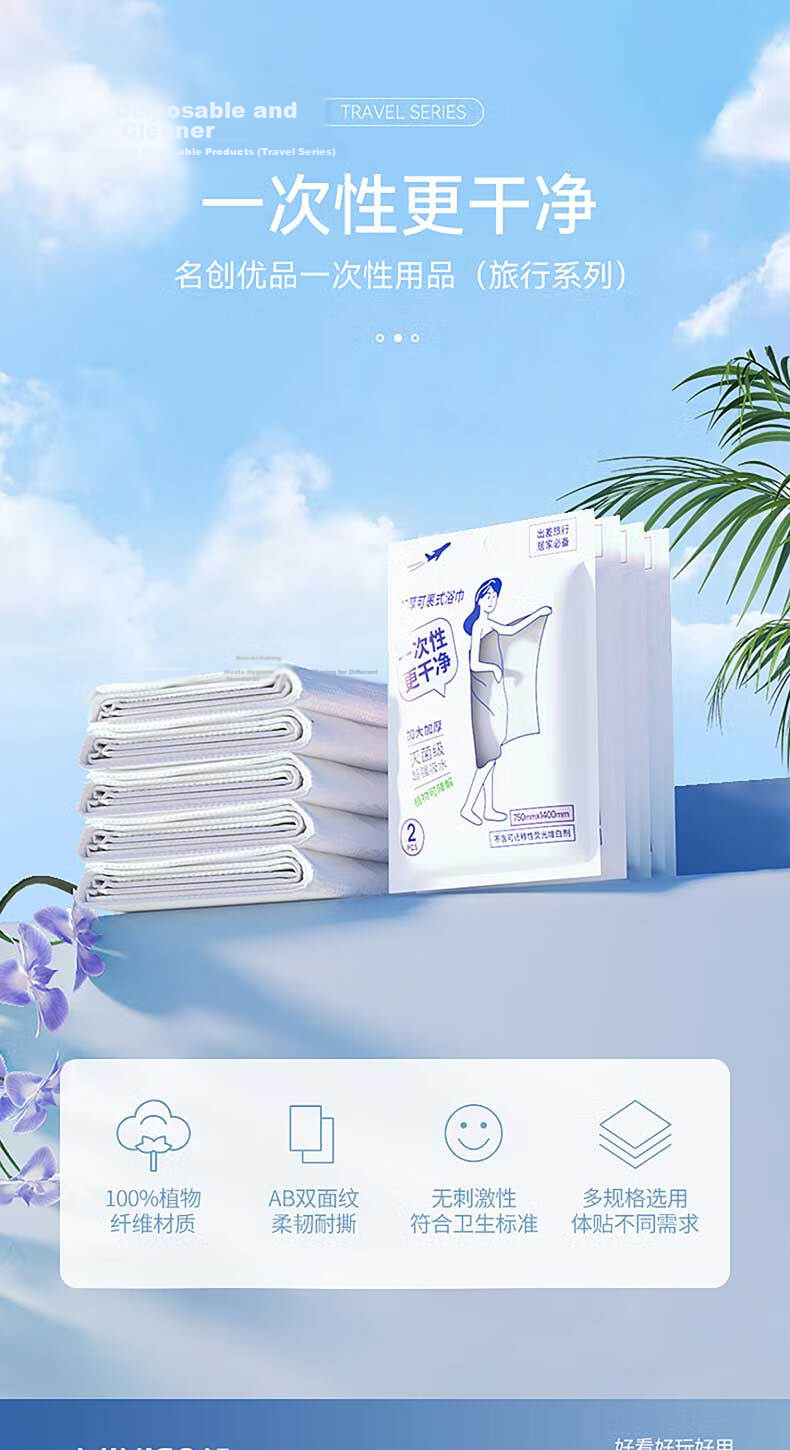 MINISO Disposable Bath Towels for Travel, Tourism, Business Trips, And Hotel Use, Portable Shower Towels, 60x80cm, 3 Pieces * 5 Packs 1