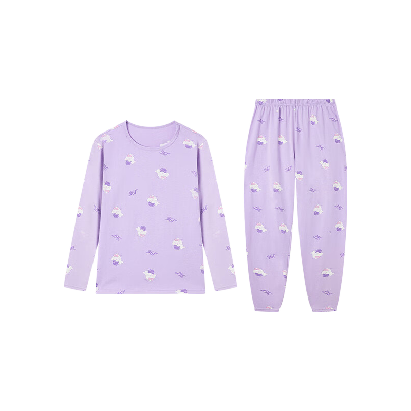 361° Kids Children's Sleepwear Autumn Winter 25 Boys and Girls Skin-friendly Long Sleeve Long Pants Homewear Set Purple 160