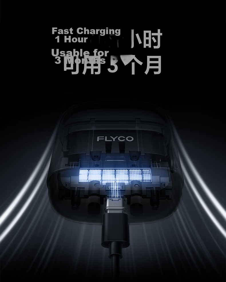 FLYCO F8 Starry Silver Men's Electric Rotary Shaver Wet and Dry Dual Use Portable Beard Trimmer Birthday Gift Recommended by Wang Yibo Limited Edition 34
