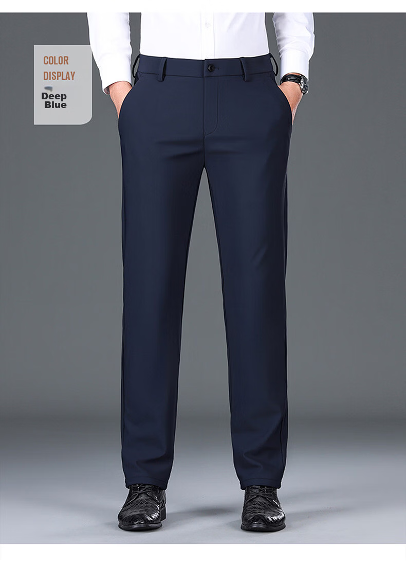 Romon Three-Proof Fabric Ice Silk Men's Casual Pants Summer Thin Straight Loose Trousers Dark Gray Thin 34 16