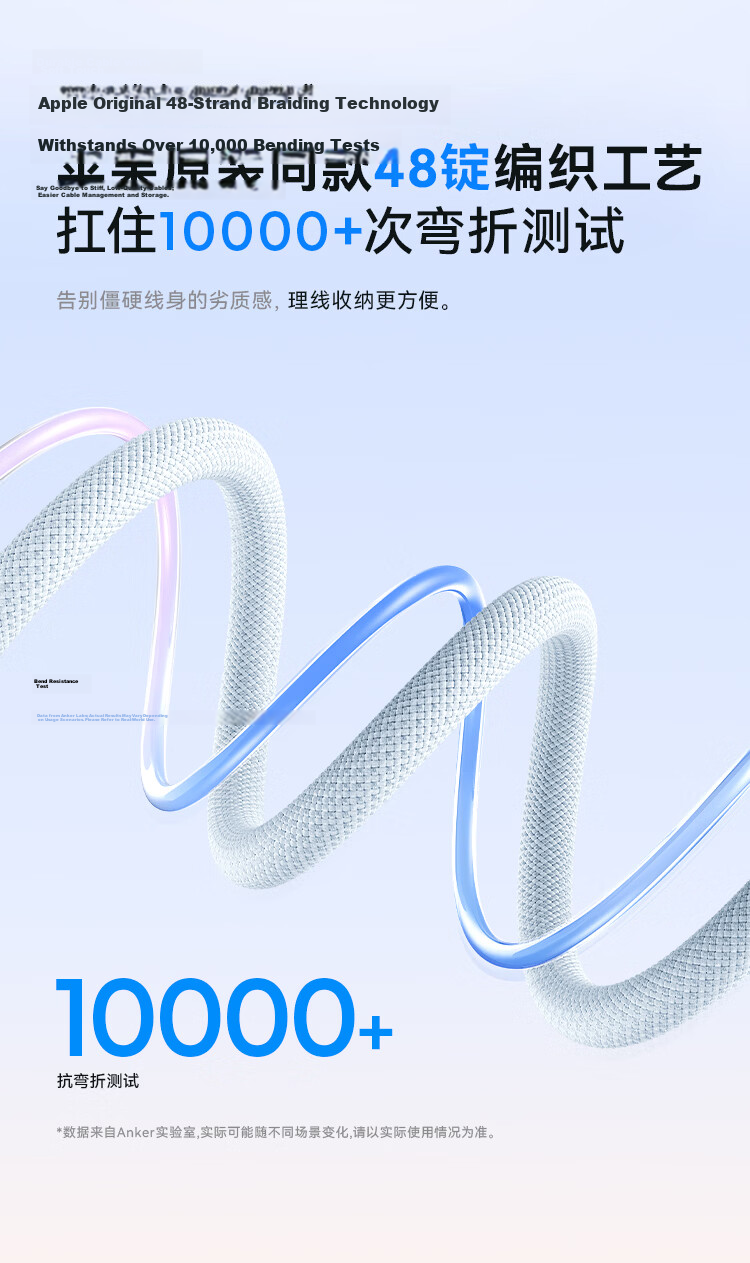 ANKE Nano Anti-Dirt Braided 140W Apple Data Cable, Dual-Head Type-C Charging Cable, Suitable for IPhone18ProMax/17/16 Phones/Huawei/Computers, 1 Meter Pink 11