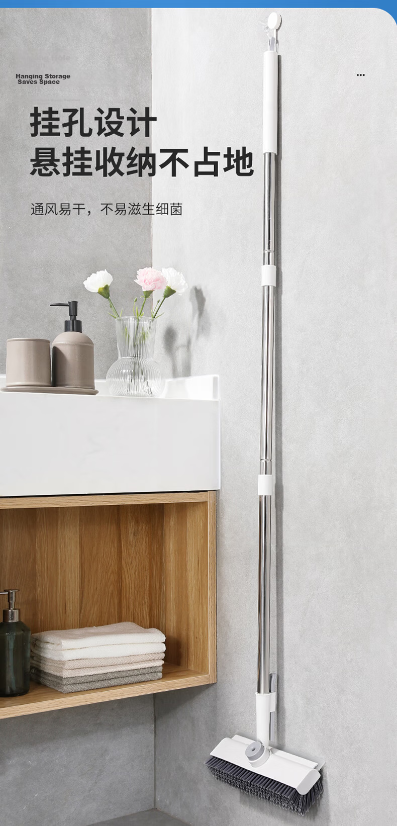 Meiliya Long Handle Toilet Floor Brush Hard Bristle Scrubbing Brush Tile Bathroom Floor Cleaner No Dead Angle 14