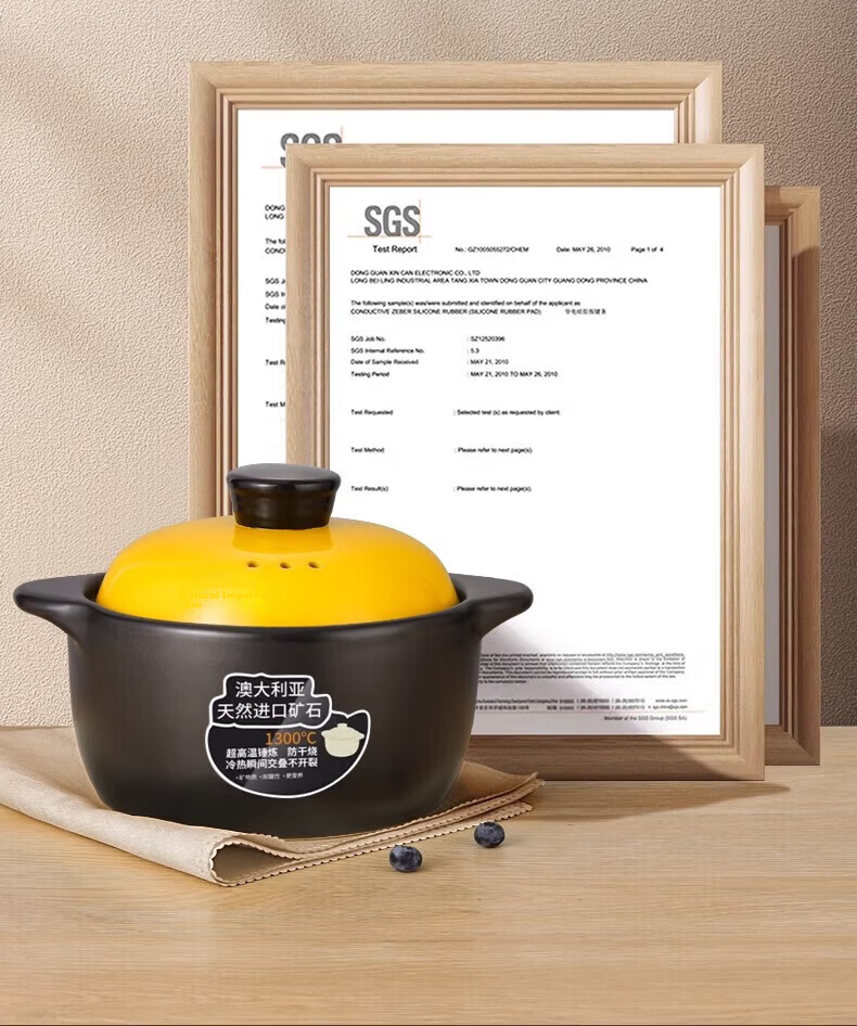 Jingyan Ceramic Casserole Pot 3.3L High-Temperature Resistant Clay Soup Cooker with Yellow Lid for Gas Stove 10