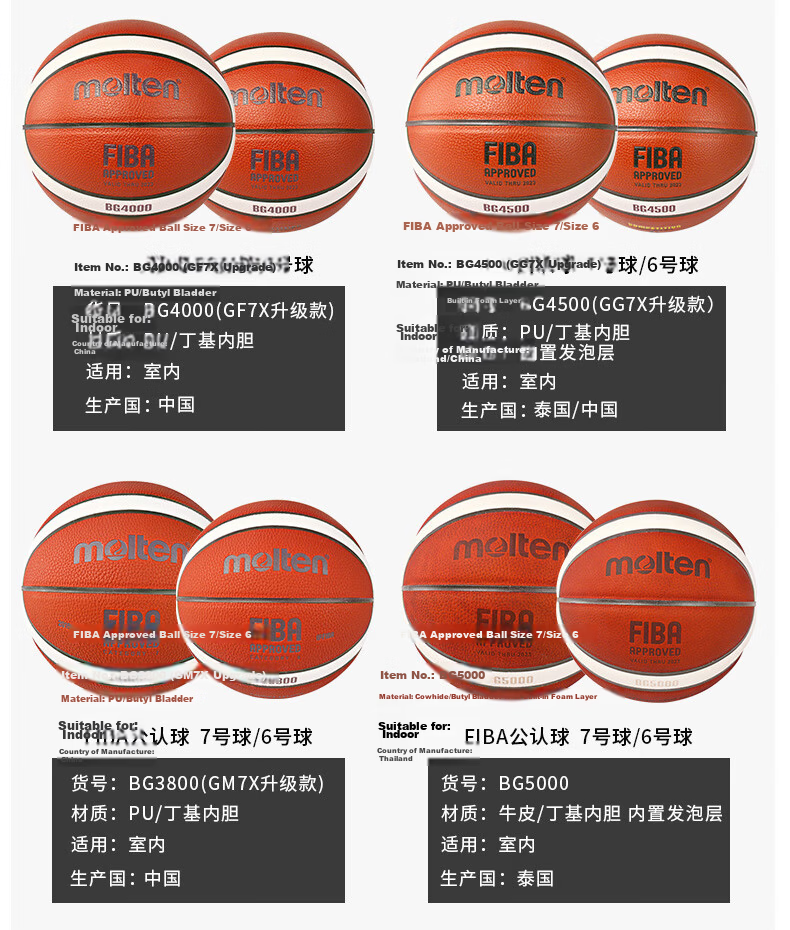 Molten Size 6 Basketball FIBA Approved B6G3800 Women's Youth Student Training Ball BG3800 2