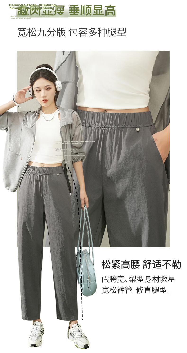 Borui Women's Lightweight Summer Sun Protection Cooling Capri Pants 2026 New Slim Fit Casual Pants Navy XL 10