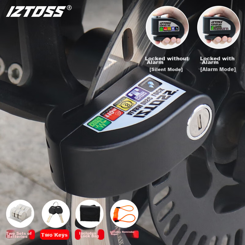 IZTOSS Disc Brake Lock Alarm Motorcycle Electric Bike Anti-Theft Waterproof Brake Disc Lock Smart Control Alarm