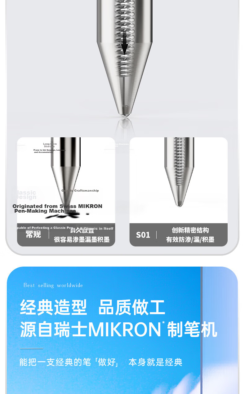 Deli S01 Gel Pen, 0.5mm Bullet Tip, Classic Office Retractable Pen, Ink Blue, 12 Pens/box, for College Entrance Exam 5
